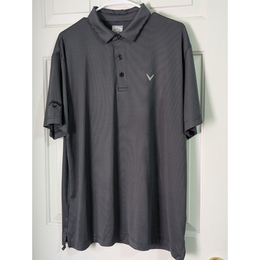 LOT OF 2 Callaway Opti-Dri Golf Polo Mens Large S/S Gray White Logo Stretch - Picture 2 of 14